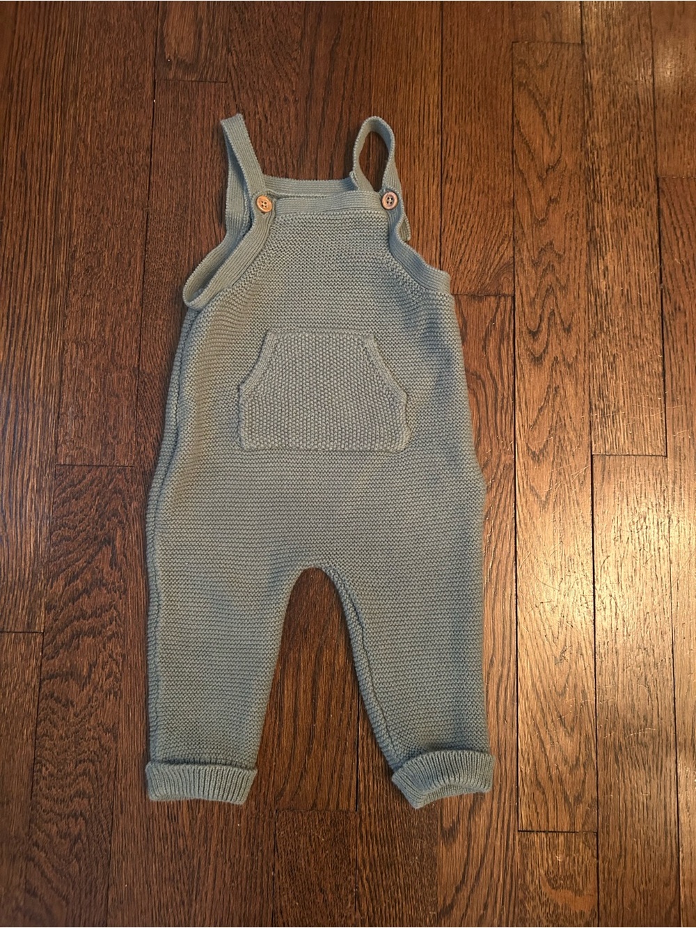 Seafoam knit overalls